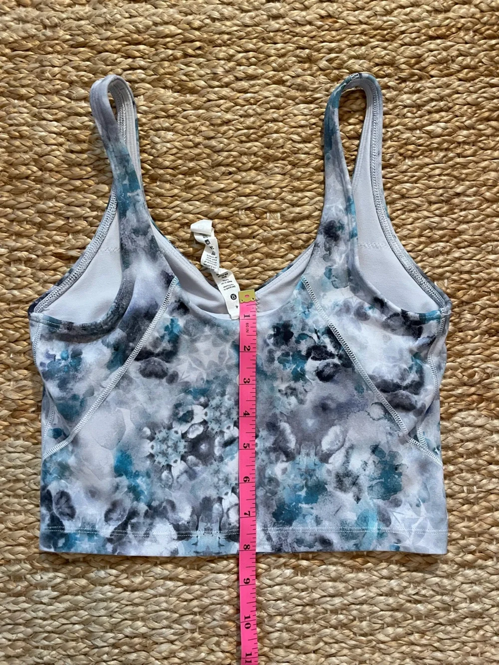 lululemon Abstract Floral Scoop Neck Crop Tank Top US 4 Align Yoga Athleisure